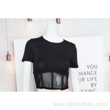 Women's Sexy Black Short-sleeved Top